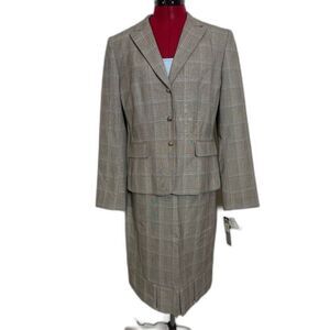 NWT Tahari ASL Skirt Suit Women's Size 10 Blue & Grey Plaid 3-Piece Set
